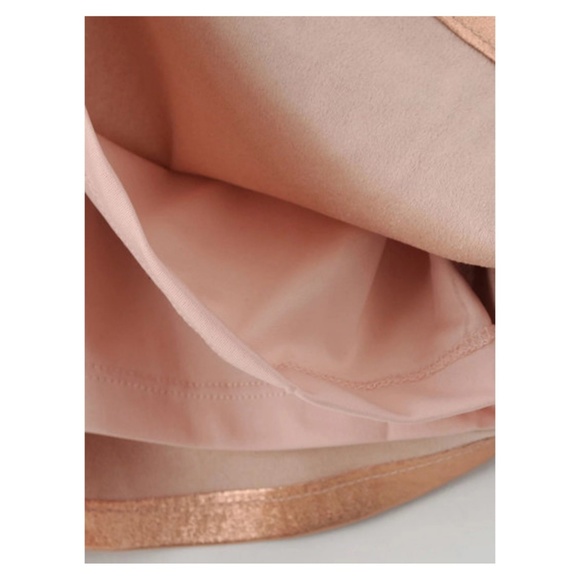 Rose Gold Metallic Ruffle Faux Suede Party Dress - Picture 4 of 8